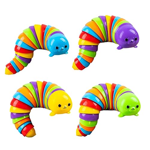 Mrisata Fidget Toys Slug, Sensory Slug Fidget Toy, Fidget Slug Toy, Sensory Slug Fidget Toy, Bewegliches Fidget Toy, Rainbow Caterpillar Toy Dekompressionsspielzeug, Stim Toy (A) von Mrisata