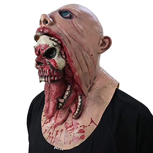 Mrisata Halloween-Gruselmaske, Zombie-Kopfmaske, Halloween-Kostüme, Horror, Blutige Cosplay-Party-Erwachsenenmaske, Gruselige Halloween-Cosplay-Kostüm-Requisite (A) von Mrisata