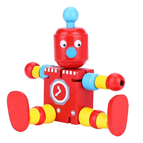 Mrisata Niedliches Holzroboter-Spielzeug, Pädagogisch für, Flexibilität, Fantasie, Holz, Rot, Rosa, Geschenke für und Mädchen (Rot) von Mrisata