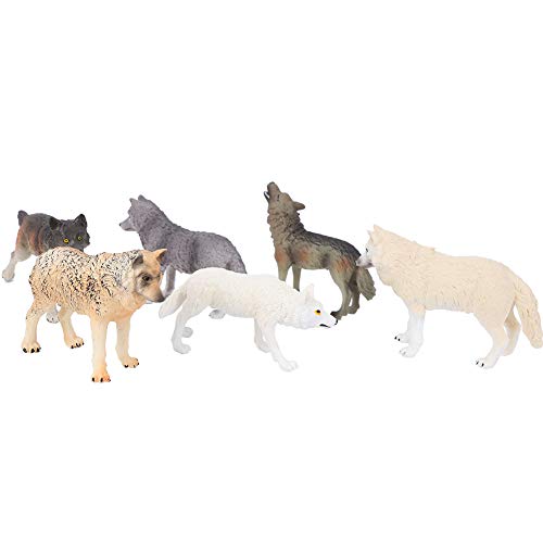 Mrisata Wildlife Wolf Modell Simulation Desktop Ornament Kinderspielzeug für Sammlung & (Sechs Wölfe gesetzt) von Mrisata