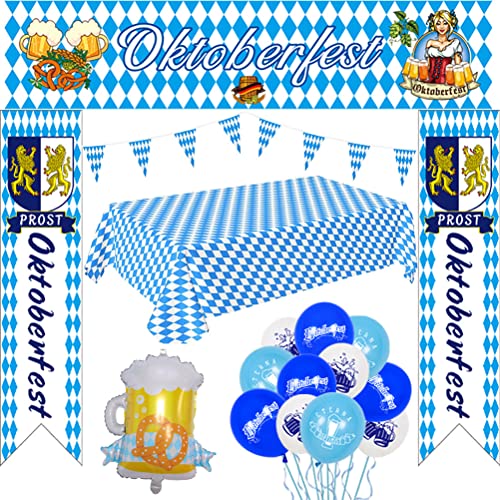 Oktoberfest-Luftballon-Dekorationsset, Oktoberfest-Party, Bayern-Dekoration, Banner-Luftballons, Hängedekoration Bayerische Flagge, Banner-Luftballons, Bierfest, (A) von Mrisata