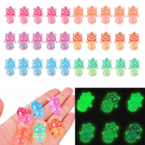 Mrltau 30 Mini Turtles Mini Figuren Schildkröten DIY Winzige, Turtles Figuren Schildkröte Mini-Tierfiguren, Mini Leuchtende Schildkröten Harz, Sandtiere, Schildkröte Deko von Mrltau