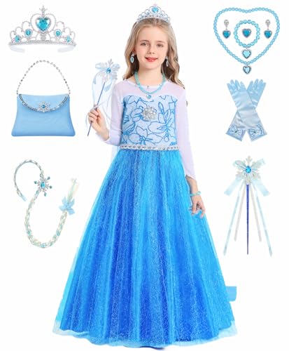 Elsa Kostüm Mädchen Prinzessin Kleid Set Eiskönigin Faschings Kostüme Kinder Fastnacht Geburtstag Verkleidung Eisprinzessin Cosplay Party Blau Outfits mit Zubehör Zauberstab Krone Perücke C069-S Elsa Kostüm Mädchen Prinzessin Kleid Set Eiskönigin Faschings Kostüme Kinder Fastnacht Geburtstag Verkleidung Eisprinzessin Cosplay Party Blau Outfits mit Zubehör Zauberstab Krone Perücke C069-S von Mrsclaus