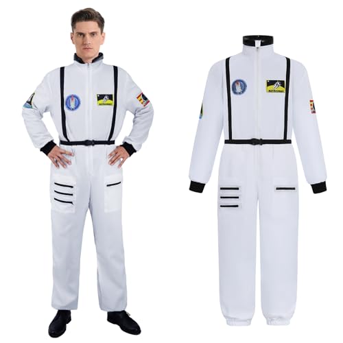 Mrsclaus Astronaut Kostüm Herren Damen Weltraum Kostüm Erwachsener Faschingskostüm Weltall Space Pilot Cosplay Outfit Astronauten Kostüm für Karneval Fastnacht Halloween C071L von Mrsclaus