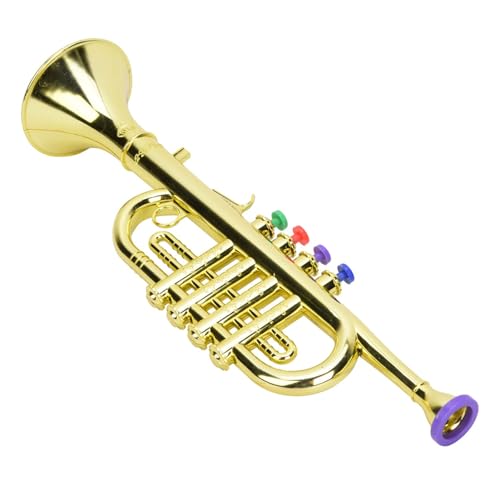 Kindertrompete, Goldbeschichtetes Kunststoff-Blasinstrument für Kinder Im Vorschulalter, Inspirierende Musik mit Farbigen Tasten, Lernspielzeug, Heimschulgeschenk für Geburtstag von Msiud