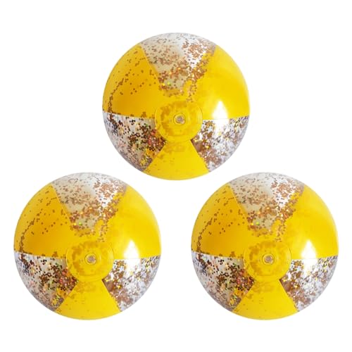 3 Stück Aufblasbare Glitzer Beach Ball 14 Zoll Konfetti Schwimmbad Strand Bälle Aufblasbare Schwimmerball Wasser Strandspielzeug für Sommerpool Wasserspiele Hawaii Luau Themenparty Gunst (Gelb) von Mtbricey