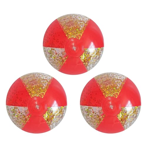 3 Stück Aufblasbare Glitzer Beach Ball 14 Zoll Konfetti Schwimmbad Strand Bälle Aufblasbare Schwimmerball Wasser Strandspielzeug für Sommerpool Wasserspiele Hawaii Luau Themenparty Gunst (Rot) von Mtbricey