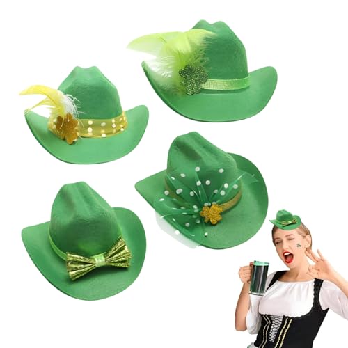 4 Pcs Mini St. Patrick's Day Hut Haarspangen Grüne Filzhut Haarnadel Irish Hat Fascinator Hair Clip Shamrock Hut Glückliche Nelkenhaarbarrettes Party Kopfbedeckung Kostümzubehör Für Kinder Erwachsene von Mtbricey