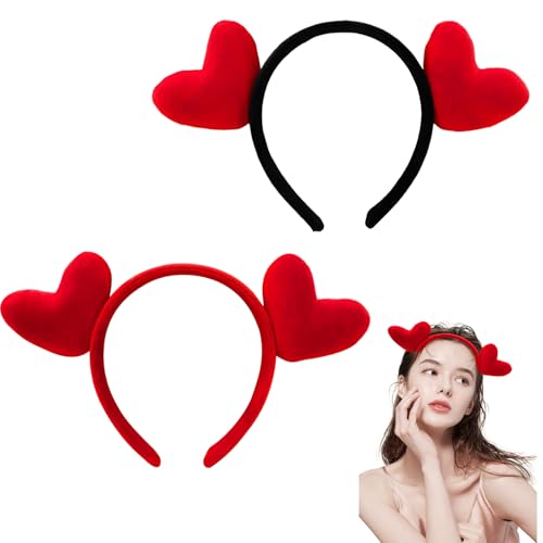 Valentinstag Stirnband Rote Herz Form Haare Hoop Fancy Love Heart Stirnband Bopper Neuheit Photo Requisiten Haarzubehör für Hochzeits Geburtstagsfeiertag Festival Karnevalsfeier Party (2 Stück) von Mtbricey