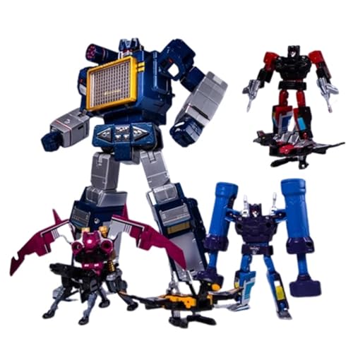 MuMOQX Soundwave Transformer-Spielzeug, Papa, Anime-Actionfiguren THF01J, Radiorecorder-Modell, 9,5 Zoll, KO-Version(with 6 Tapes) von MuMOQX