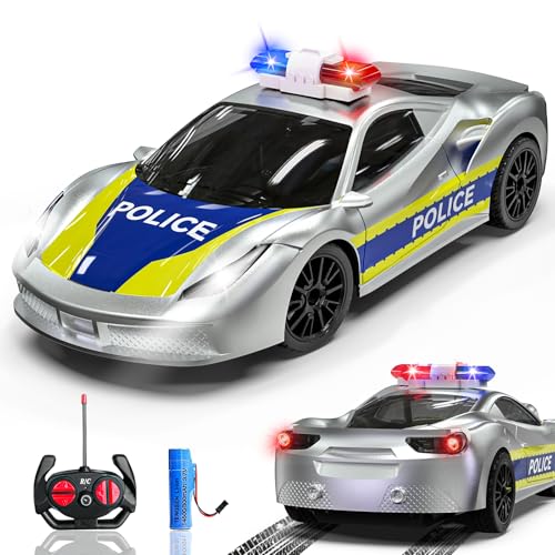 Muakiz Polizeiauto Ferngesteuertes Auto ab 3 4 5 6+ Jahre, 2.4G RC Auto Spielzeug mit Fernbedienung für Junge Mädchen Kinderspielzeug mit Aufladbarer Batterie & Polizei Licht RC Cars Spielzeug, Silber Muakiz Polizeiauto Ferngesteuertes Auto ab 3 4 5 6+ Jahre, 2.4G RC Auto Spielzeug mit Fernbedienung für Junge Mädchen Kinderspielzeug mit Aufladbarer Batterie & Polizei Licht RC Cars Spielzeug, Silber von Muakiz