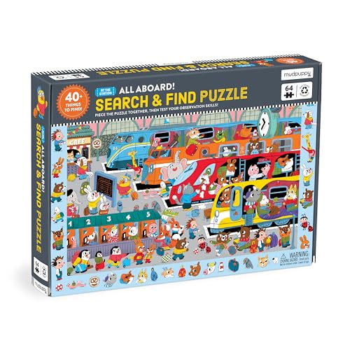 All Aboard! Train Station 64 Piece Search & Find Puzzle von MudPuppy