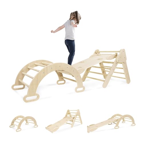 Müller & Blum Kletterdreieck mit Kletterbogen, doppelseitiger Rampe für Klettern & Rutschen, Montessori 4 in 1 59cm Klettergerüst-Set für Kinder ab 1 Jahr zur Förderung von Motorik und Kreativität von Müller & Blum