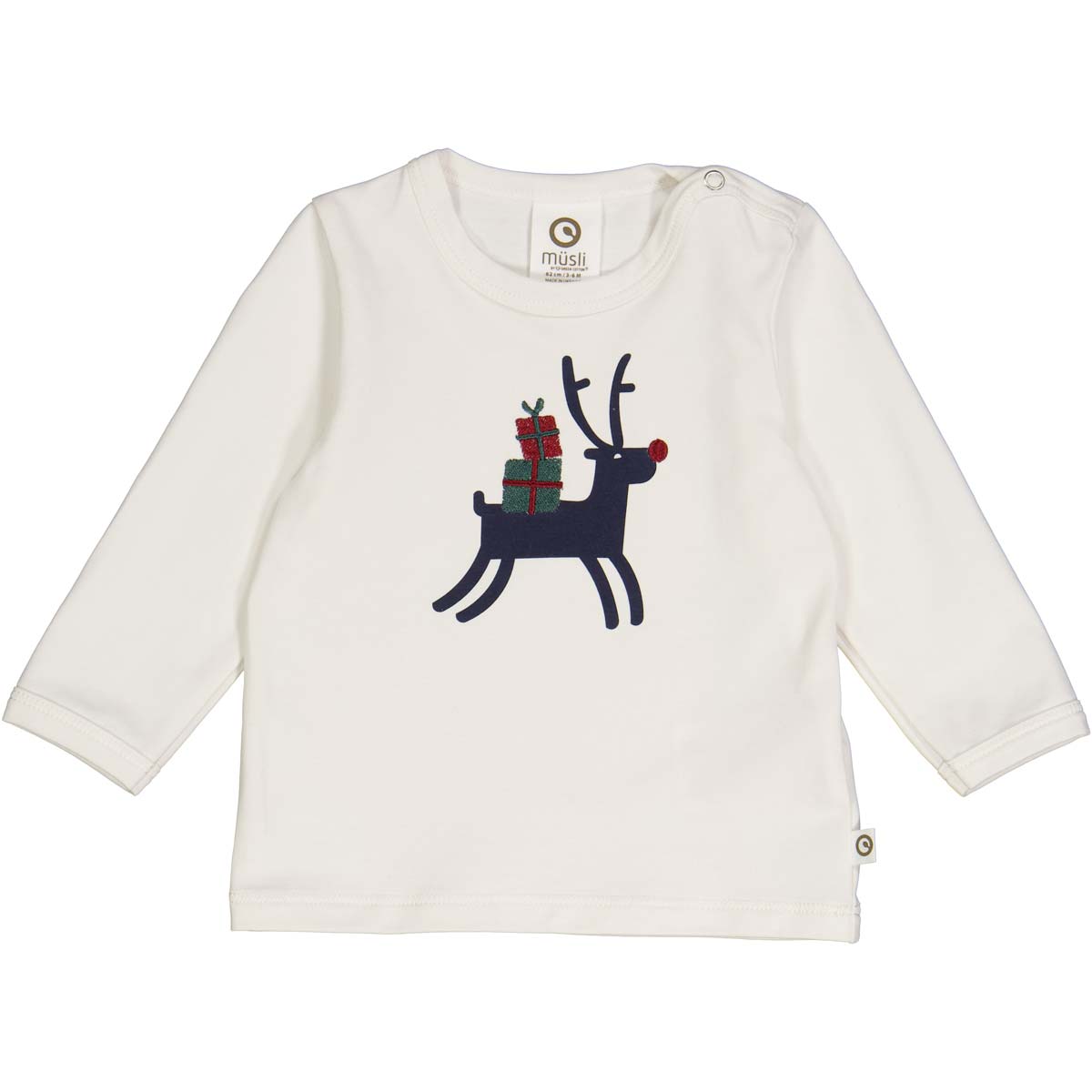 Müsli by green Cotton - Baby Langarmshirt creme "Rudolph" 80 von Müsli by green Cotton