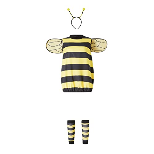 Mugoebu Cosplay-Kostümset für Damen und Kinder, Halloween-Bienenkleid mit Flügeln, Stirnband, Beinärmeln für Rollenspiel-Zubehör, Hummel-Kostüm für Damen (Yellow Children, 5-6 Years) von Mugoebu