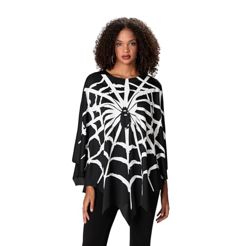 Mugoebu Erwachsene Spider Web Print Cape Lustige Halloween Kostüme Party Cosplay Poncho Tops Kleidung (Black, One Size) von Mugoebu