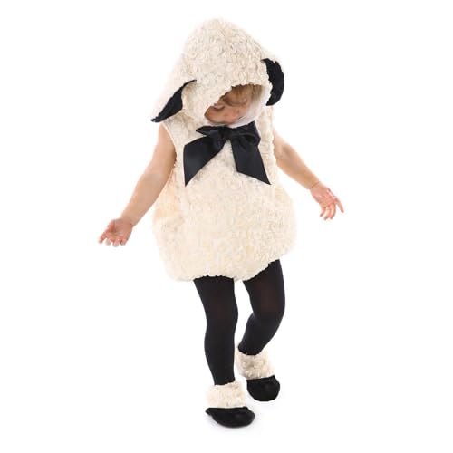 Mugoebu Halloween Baby Mädchen Lamm Kostüm für Kleinkinder, Kinder Halloween Kostüm, Tier Themen Cosplay Wollschaf Kostüm (WHITE, XL) von Mugoebu