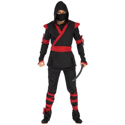 Mugoebu Ninja-Kostüm für Herren, Halloween, Cosplay, Ninja-Samurai-Assassinen-Kleidung, Ninja-Oberteil + Hose + Gürtel für Halloween-Verkleidung (Black, M) von Mugoebu