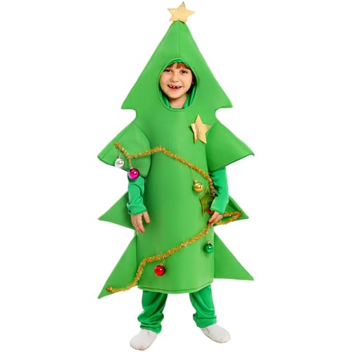 Mugoebu Weihnachtsbaum-Kostüm für Kinder, grüner Kapuzenpullover/Overall, Cosplay-Kostüm für Kleinkinder, Cosplay-Party, Urlaubs-Outfit (Green, L) von Mugoebu