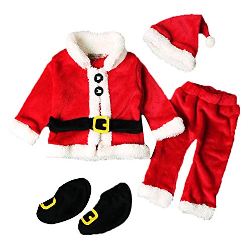 Mugoebu Weihnachtskostüm für Babys, Jungen und Mädchen, Weihnachtsmannkostüm, süßes Weihnachtsmann-Cosplay, Kleidung, Weihnachtsmantel, Hosenset (red, 6-9 Months) von Mugoebu