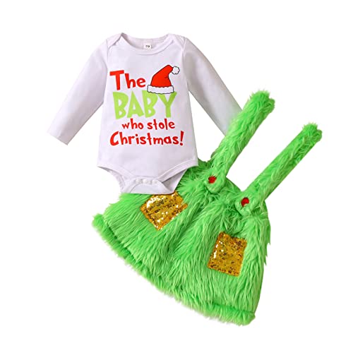 Weihnachtskostüm Grinch für Babys und Kinder, Grün, Wie der Grinch gestohlen hat, langärmelige Fleece-Plüschjacke und -hose, grünes Monster, lustiges Weihnachts-Cosplay-Kostüm (Green#3, 18-24 Months) von Mugoebu