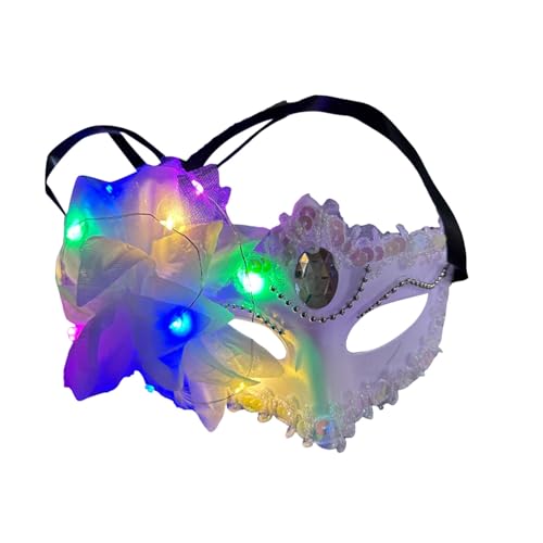 Venezianische Masken Damen, Wunderschöne Elegante Karnevalmaske Leuchten, Schillernde Maske für Abschlussball Karneval Kostüm Zubehör Maskerade Party ,Best Geschenk für Karneval Mottoparty Cosplay (6) von Muium(TM)