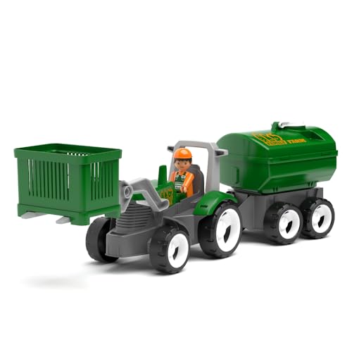 MultiGO Farm Set Sandkasten Spielzeug für Kinder ab 3 Jahre - Figuren Pokeeto Farmer mit Traktor - Sandspielzeug für Outdoor Spiele - Auto für den Garten von MultiGO