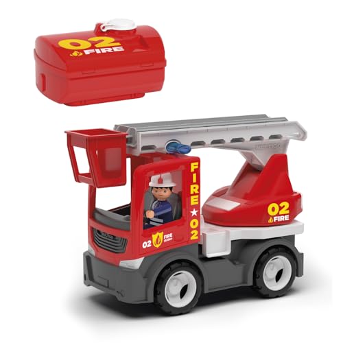 MultiGO Fire 2+1 Set Sandkasten Spielzeug für Kinder ab 3 Jahre - Feuerwehrmann mit Auto - Feuerwehr Sandspielzeug für Outdoor Spiele - Feuerwehrauto für den Garten von MultiGO