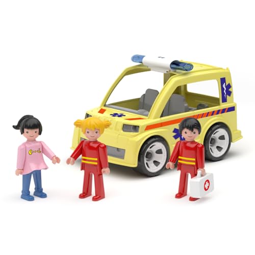 MultiGO Trio Rescue - Sandkasten Spielzeug für Kinder ab 3 Jahre - Figuren Rettungssanitäter mit einem Rettungswagen - Sandspielzeug für Outdoor Spiele - Auto für den Garten von MultiGO