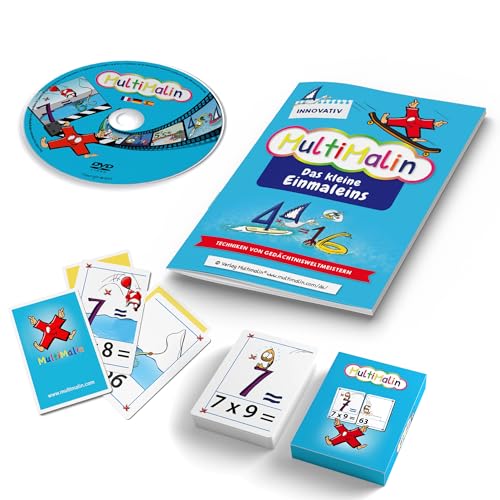 Multimalin Das kleine Einmaleins (Set mit 1 Heft, 1 DVD, 1 Kartenspiel) - Multiplikation Lernen: techniken von Gedächtnisweltmeisterin - Rechnen üben, 1x1 Lernen, Lernhilfe für Kinder (DVD + ONLINE) von Multimalin