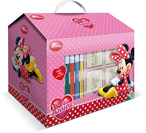 Multiprint Hütte 7 Stempel für Kinder Disney Minnie, 100% Made in Italy, Benutzerdefinierte Stempelset Kinder, in Holz und Naturkautschuk, Ungiftige Waschbare Tinte, Geschenkidee, art.09866 von Multiprint