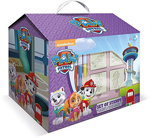 Multiprint Hütte 7 Stempel für Kinder Paw Patrol Girl, 100% Made in Italy, Benutzerdefinierte Stempelset Kinder, in Holz und Naturkautschuk, Ungiftige Waschbare Tinte, Geschenkidee, Art.09913 von Multiprint