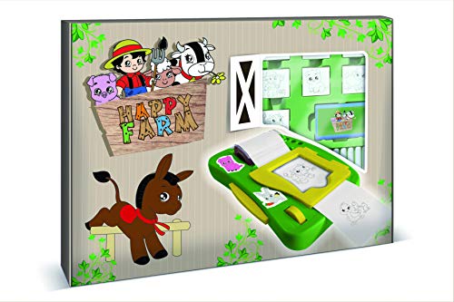 Multiprint Maschine für Sticker Happy Farm, Made in Italy, 7 Stempel, Malbucher mit Markierugen, Stempelset Kinder, in Holz und Naturkautschuk, Ungiftige Waschbare Tinte, Geschenkidee, Art.08924 von Multiprint