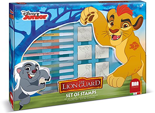 Multiprint Maxi Tasche 7 Stempel für Kinder Disney The Lion Guard, Made in Italy, Benutzerdefinierte Stempelset Kinder, in Holz und Naturkautschuk, Ungiftige Waschbare Tinte, Geschenkidee, Art.04946 von Multiprint