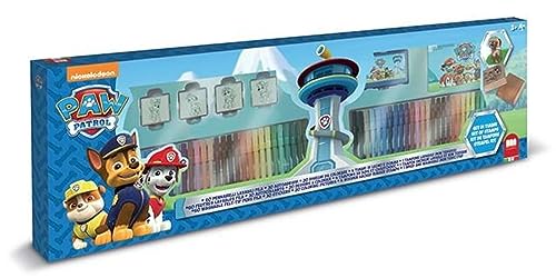 Multiprint Set 4 Stempel für Kinder und 60 Farbige Markierungen Paw Patrol Boy, Made in Italy, Stempelset Kinder, in Holz und Naturkautschuk, Ungiftige Waschbare Tinte, Geschenkidee, Art.18903 von Multiprint