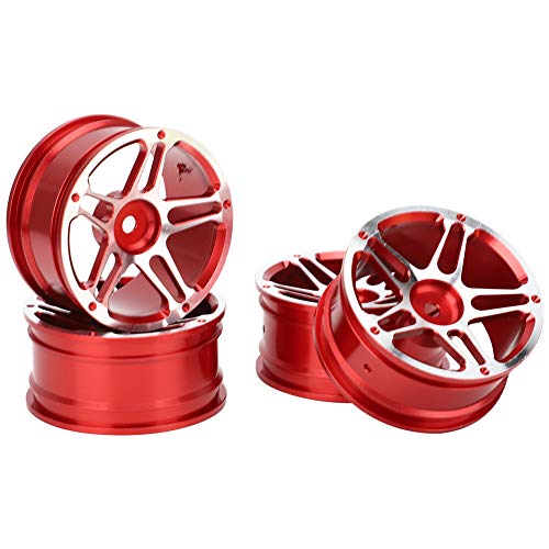 4PCS 1.9inch Aluminium Alloy Wheel Hubs for 1:10 RC Climbing/Drifting Car, High Easy Install, Multi Color Options, Sturdy Long Life (Red) von Multizenic