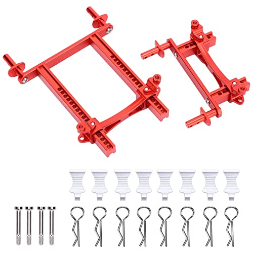 Karosseriepfostenhalterungsset aus Aluminiumlegierung vorne und hinten mit Schnallen, für Traxxas 4 1/10 RC-Car, rot, demontieren, hohe Stabilität von Multizenic