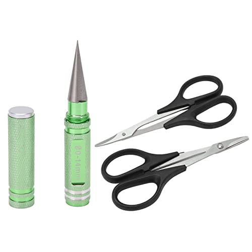 Multizenic 0 14 mm Universal-RC-Reibahlen-Lochstanzer-Set, einstellbare Größe mit gebogenen Scherenbohrern, für die Karosseriemontage von RC-Autos, LKWs, Panzern, Drohnen (Green) von Multizenic