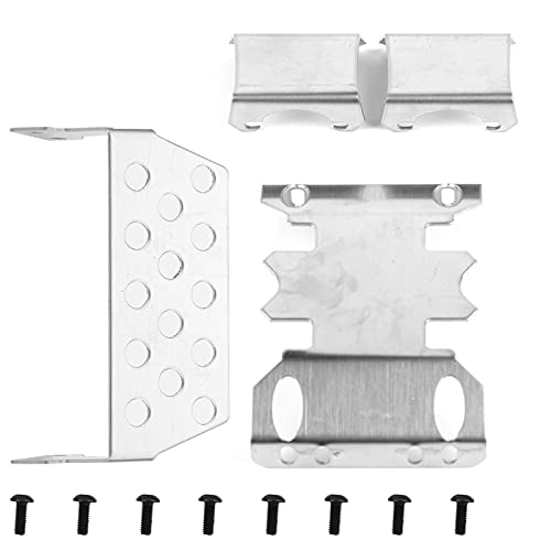 Multizenic 4 Stück/Set Edelstahl-Fahrgestellpanzer-Unterfahrschutz, passend für Axial SCX10 II 90046 90047 90059 90060, RC-Car-Zubehör, vorderer hinterer Schutz, robust, rostbeständig von Multizenic