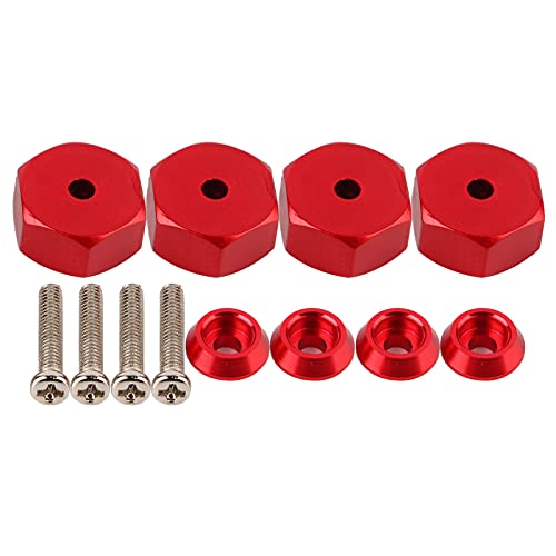 Multizenic 4 Stück 5 mm bis 12 mm Hex Combiner Radnabenadapter für WPL D12 1/10 RC Trucks, Aluminiumlegierungsmaterial, verbessert die Fahrzeugstabilität (Red R) von Multizenic