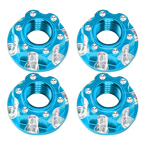 Multizenic 4 Stück M4 Schnitz-Sechskantmuttern, Aluminiumlegierungsmaterial, eloxierte Oberfläche, passend für HSP Sakura D3 D4 1/10 RC-Auto, demontieren, (Blue) von Multizenic