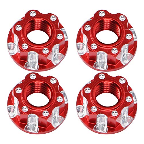 Multizenic 4 Stück M4 Schnitz-Sechskantmuttern, Aluminiumlegierungsmaterial, eloxierte Oberfläche, passend für HSP Sakura D3 D4 1/10 RC-Auto, demontieren, (Red) von Multizenic