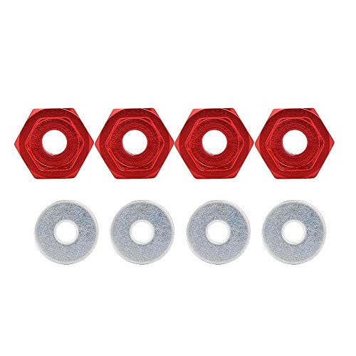 Multizenic 4PCS Mini RC Car Wheel Hex Adapter 12 17mm for HSP 1/10 Electric Road Vehicle Truck, Lightweight Metal Accessory, Easy Install, Sturdy Upgrade Part (Red) von Multizenic