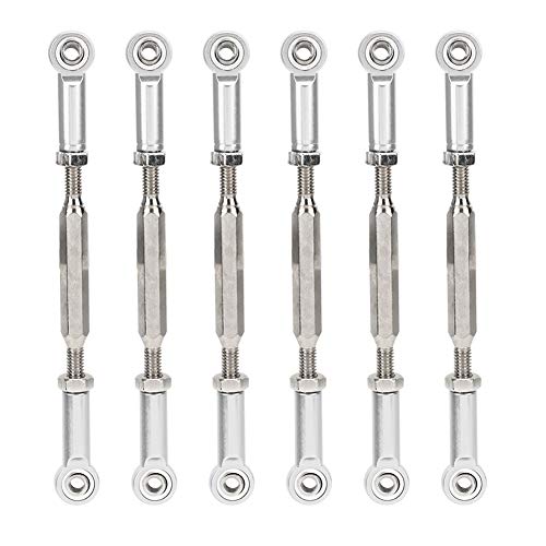 Multizenic 6Pcs 88mm Aluminum Alloy Adjustable Push Rods, Turnbuckle Rod Linkage Accessories, Upgrade Parts for RC Car, Sturdy and, 5 Available (Silver) von Multizenic