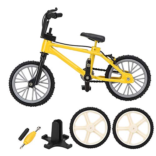 Multizenic Mini-Mountainbike-Modell-Rennspielzeug, Fahrraddekoration im Maßstab 1:10 für Puppenhaus, Basteltischzubehör, RC-Crawler-kompatibel, mit Bremsseil und Retro-Design, mehrere Farben (Yellow) von Multizenic