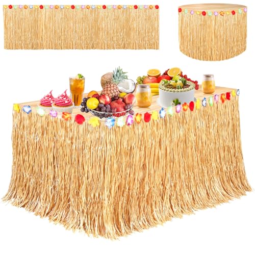 Mumjooyi Hawaii Tischröcke Luau Tischrock 275 x 75cm Hawaii Party Dekoration für Sommer Garden Beach Party Geburtstag Party Kostüm Party und Zusammenkünfte im Freien von Mumjooyi