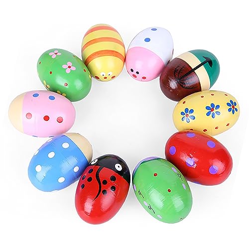 Hölzerne Eierstreuer, Bunte Maracas-Eierstreuer, Holzstreuer, Eier, Tierform, Ostereierstreuer, Handschlaginstrument, Spielzeug für Kleinkinder von Mumusuki