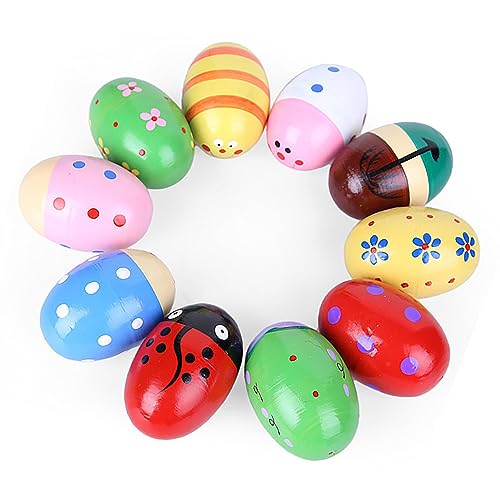 Hölzerne Eierstreuer, Bunte Maracas-Eierstreuer, Holzstreuer, Eier, Tierform, Ostereierstreuer, Handschlaginstrument, Spielzeug für Kleinkinder von Mumusuki