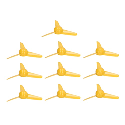 Mumusuki 3-Blatt-Propeller, 10 Stück, 3-Blatt-Propeller, Kunststoffpropeller, Außendurchmesser 70 Mm, Kunststoffpropeller mit 2 Mm Loch für -Fernbedienungsspielzeug (Yellow) von Mumusuki