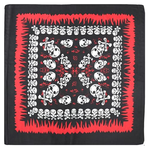 Mumuve Bedrucktes Bandana, Bandana, Polyester, Totenkopf-Druck, Wickelschal, Armband, quadratischer Schal, Stirnband, Hip-Hop, für Damen und Herren von Mumuve